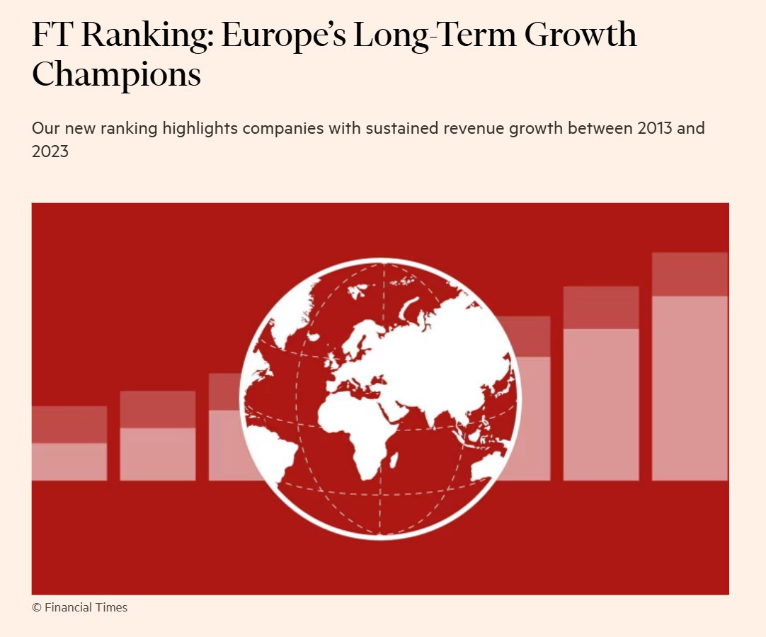 OSCAR Downstream enters the Statista - Financial Times ranking of 300 European champions with organic revenue growth from 2013 to 2023
